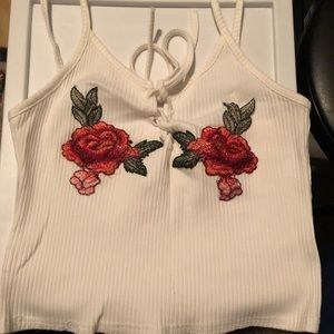 White tank top with roses on it